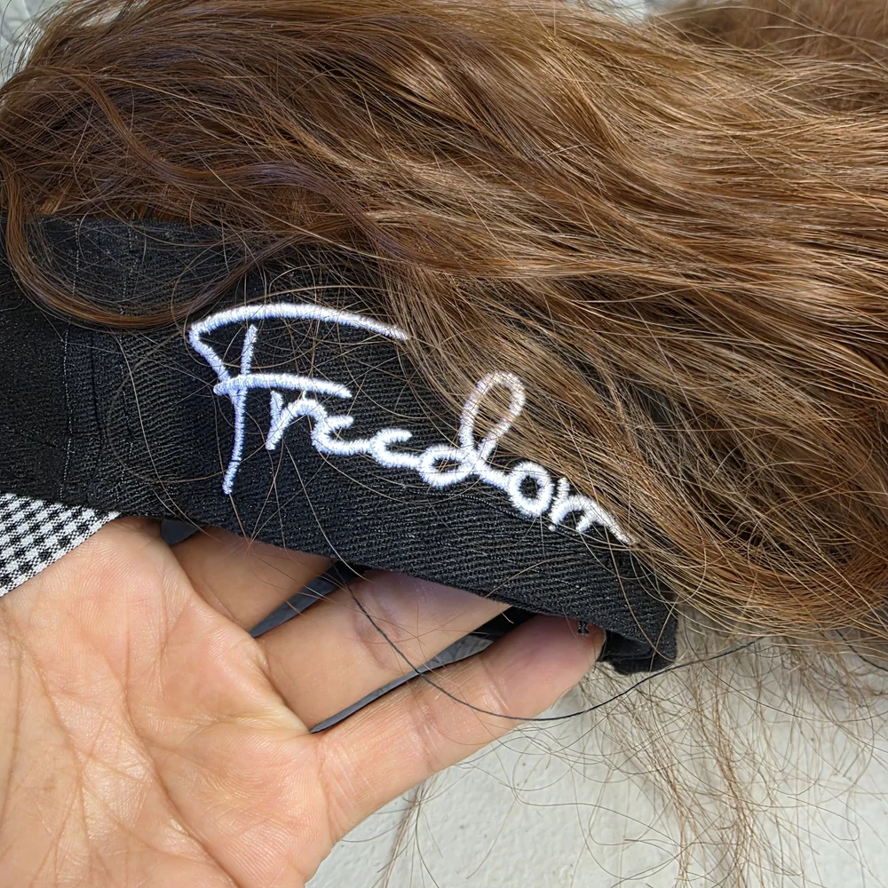 Real Long Wavy Baseball Cap with Hair Hat Hair Extensions Full Head